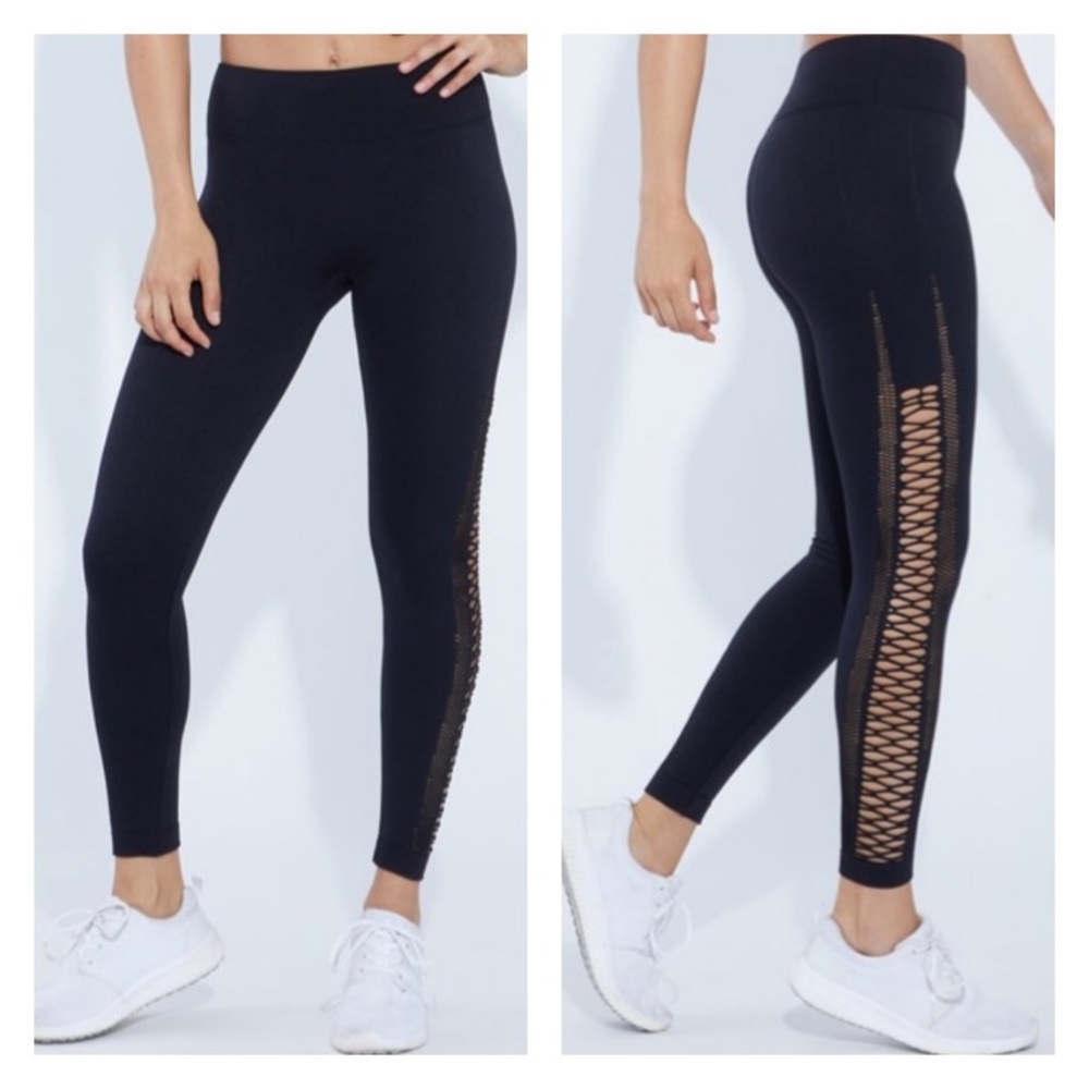 Marika Black cross mesh seamless leggings